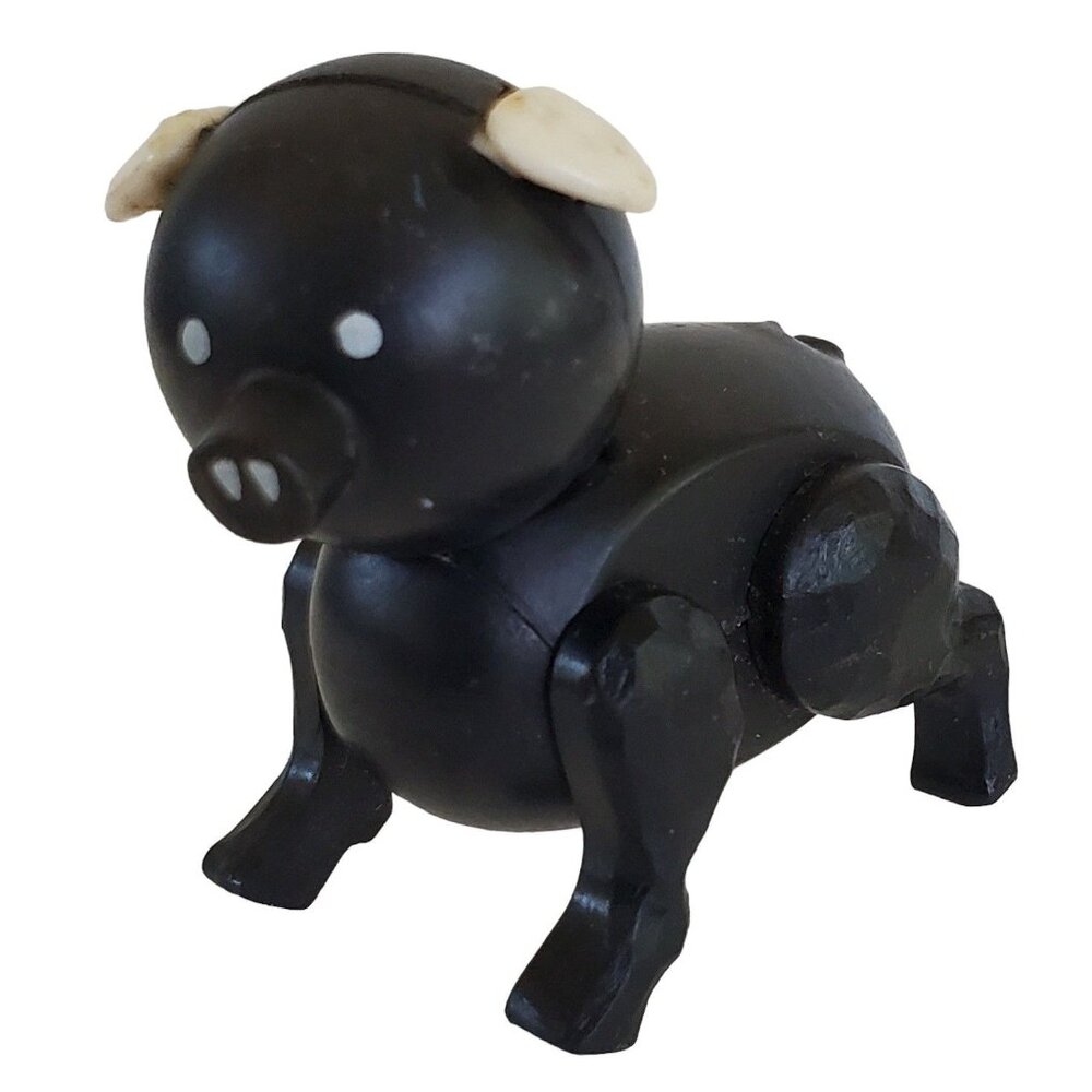 Vintage Fisher Price Little People Black Pig Toy Farm Animal